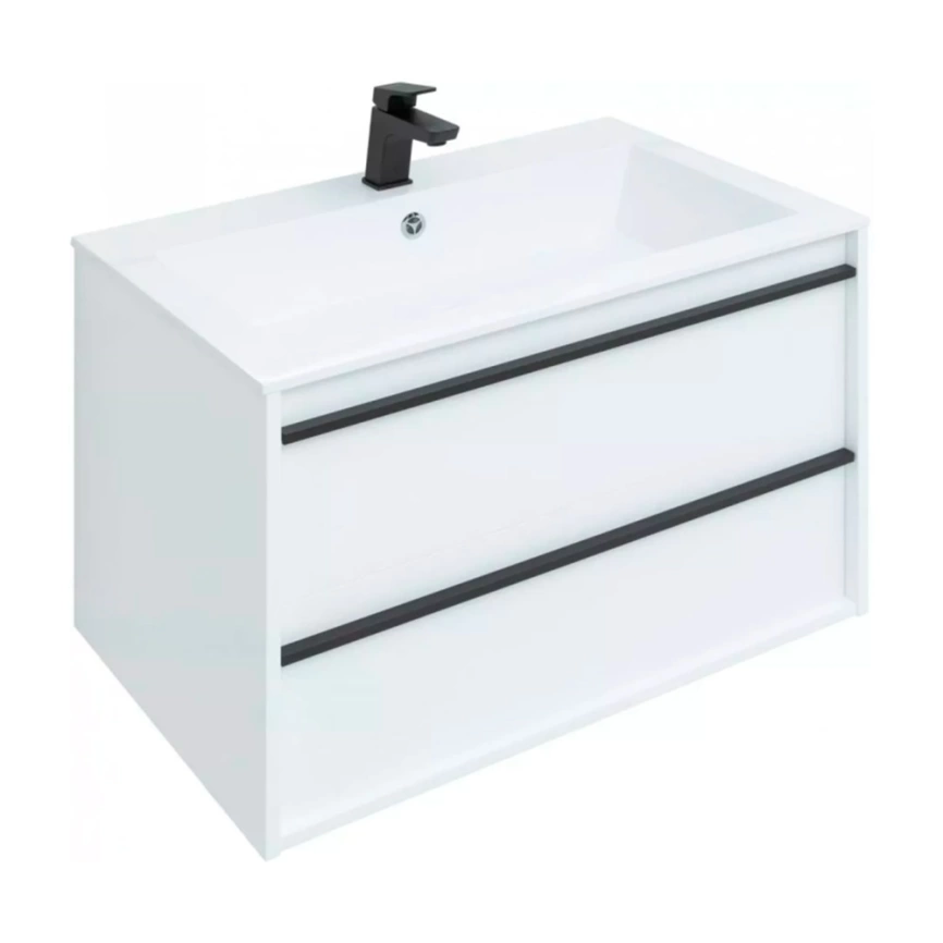 Тумба с раковиной подвесная Aquanet Lino 80 белая - фото 1