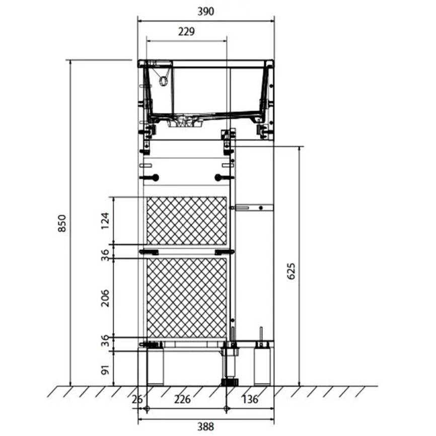 Тумба с раковиной напольная 1Marka Laura 40Н L, белая - монтажная схема