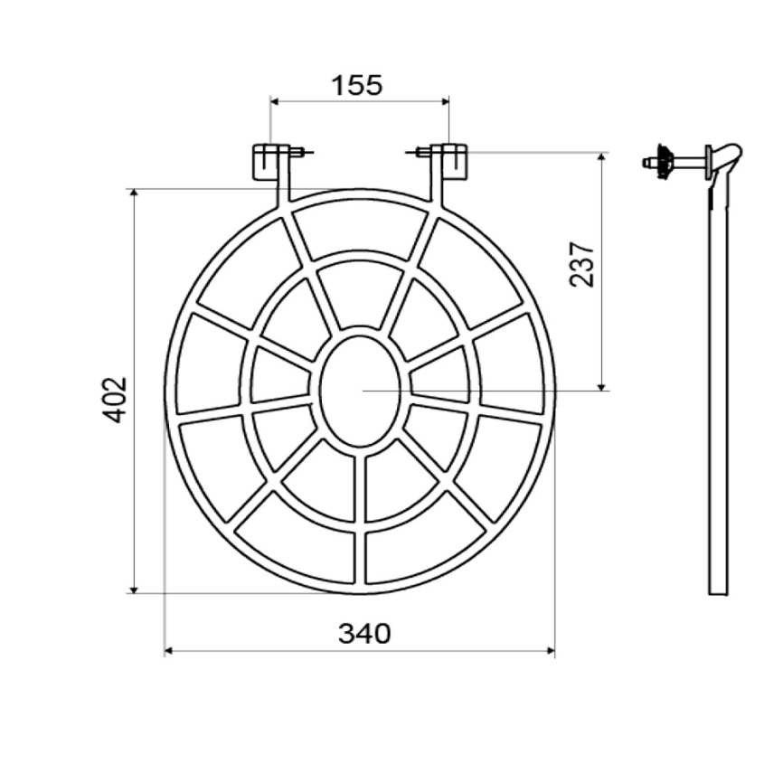 Решетка пластиковая для видуара Slovarm T-612, белая - схема
