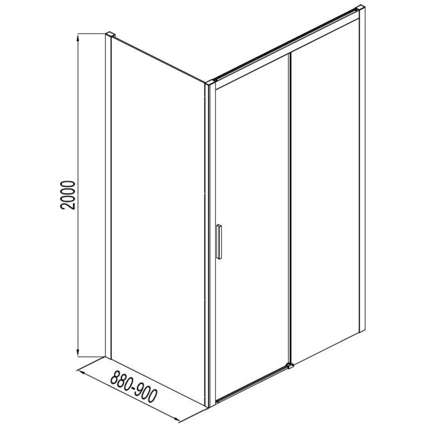 Душевая перегородка Aquanet Pleasure AE60-F-90H200U-BT 90x200, черная - схема