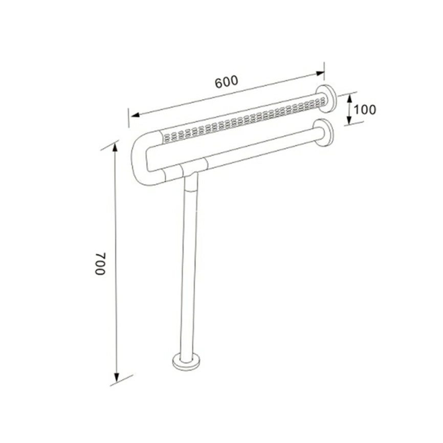 Поручень напольно-настенный для МГН Almacom HR-50A не откидной белый - схема