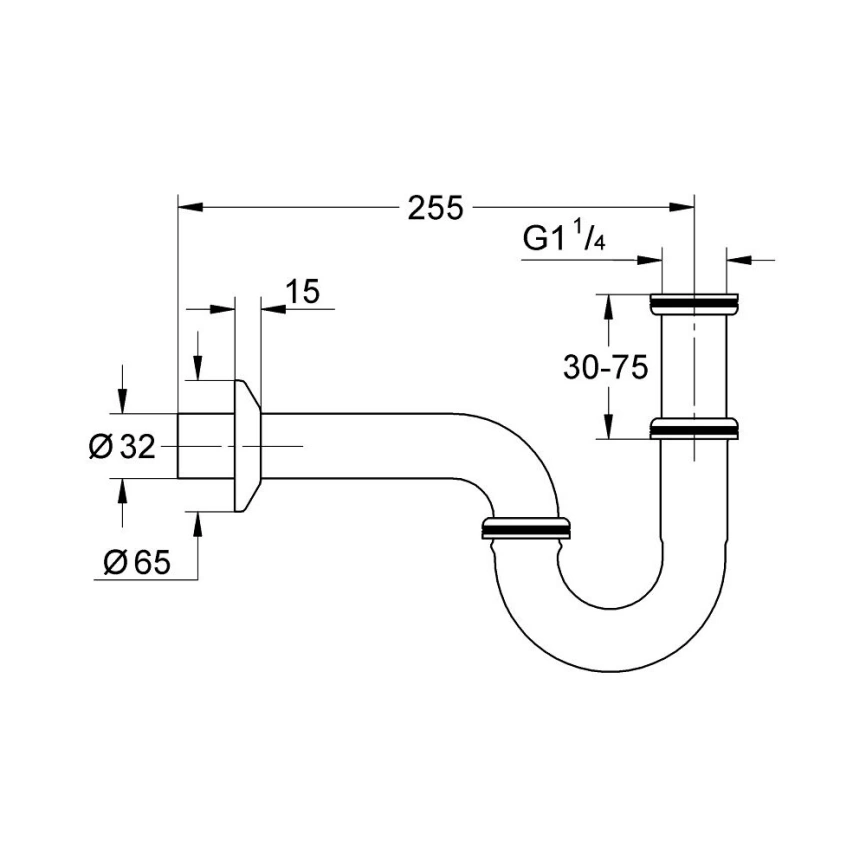 Сифон для раковины Grohe 1 1/4, хром 28947000 - схема