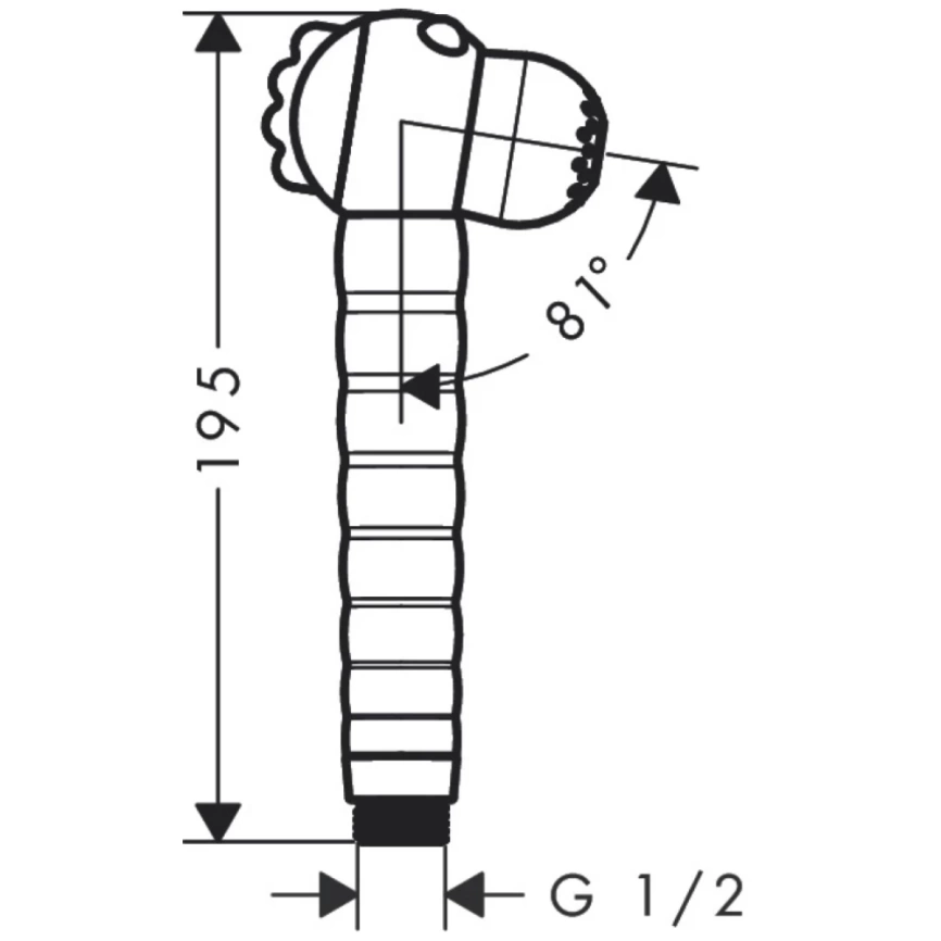 Душевая лейка Hansgrohe Jocolino  Lion, 28760210 детская, бежевая - схема