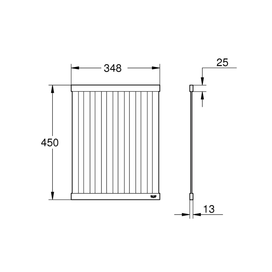 Сушилка ролл для кухонной мойки Grohe 40856SD0 нержавеющая сталь - схема