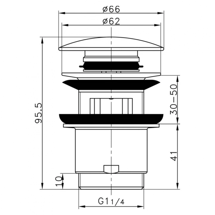 Донный клапан для раковины Frap F60, хром - схема