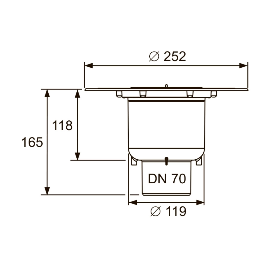 Сифон для душевого трапа Tece drainpoint S 3603600, вертикальный DN 70 - схема