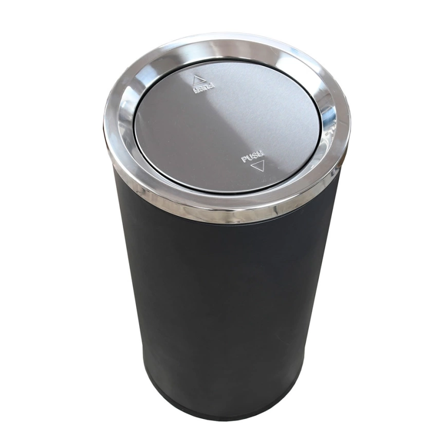 Урна для мусора CHL013 черная с крышкой на 50 литров - фото 1