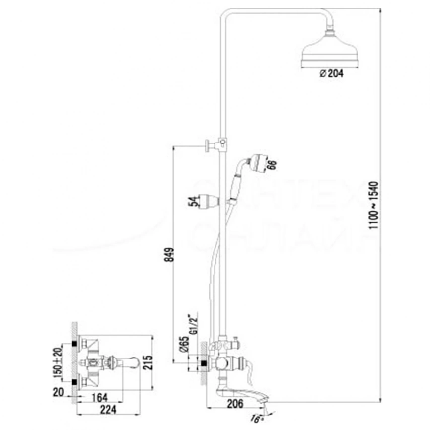 Душевая стойка Lemark Brava LM4762G, золото - схема