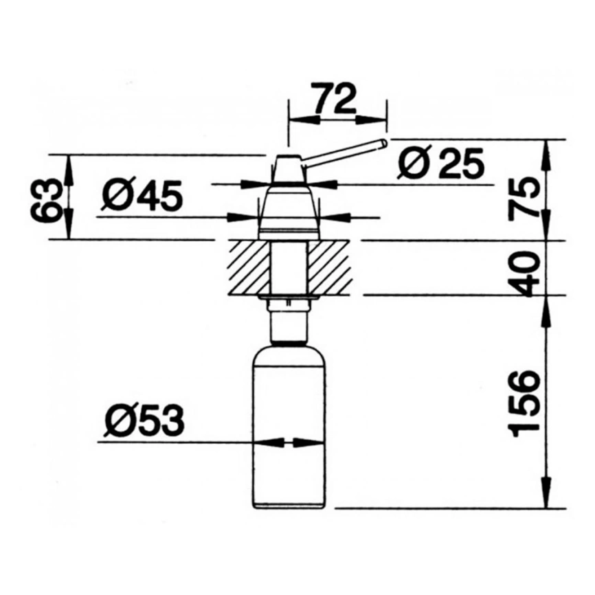 Дозатор для кухонной мойки Blanco Tiga 510769, хром - схема