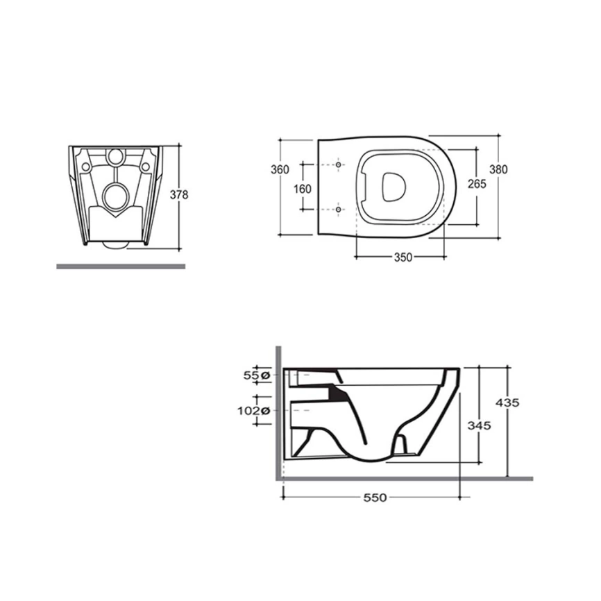 Унитаз подвесной Керамин Бари R Нова Slim с сиденьем - схема