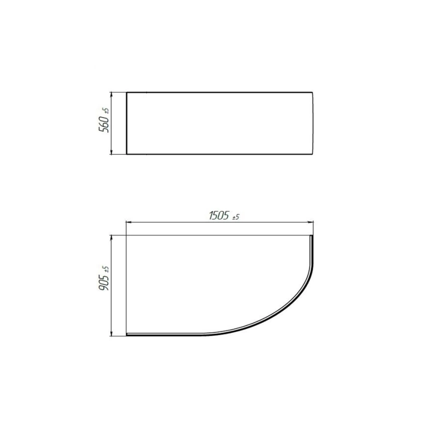 Экран под ванну фронтальный 1Marka Flat Diana 150x90 R\L, белый - схема