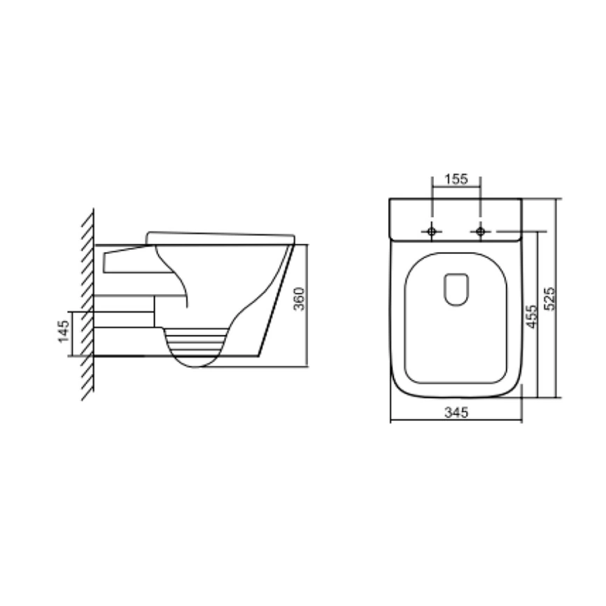 Унитаз подвесной Santop ST-0283 безободковый Торнадо с сиденьем - схема