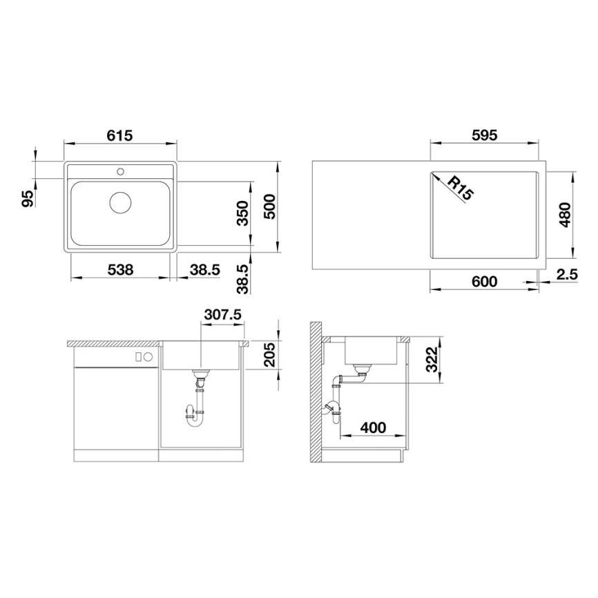 Мойка кухонная Blanco Lemis 6-IF 525108 - схема