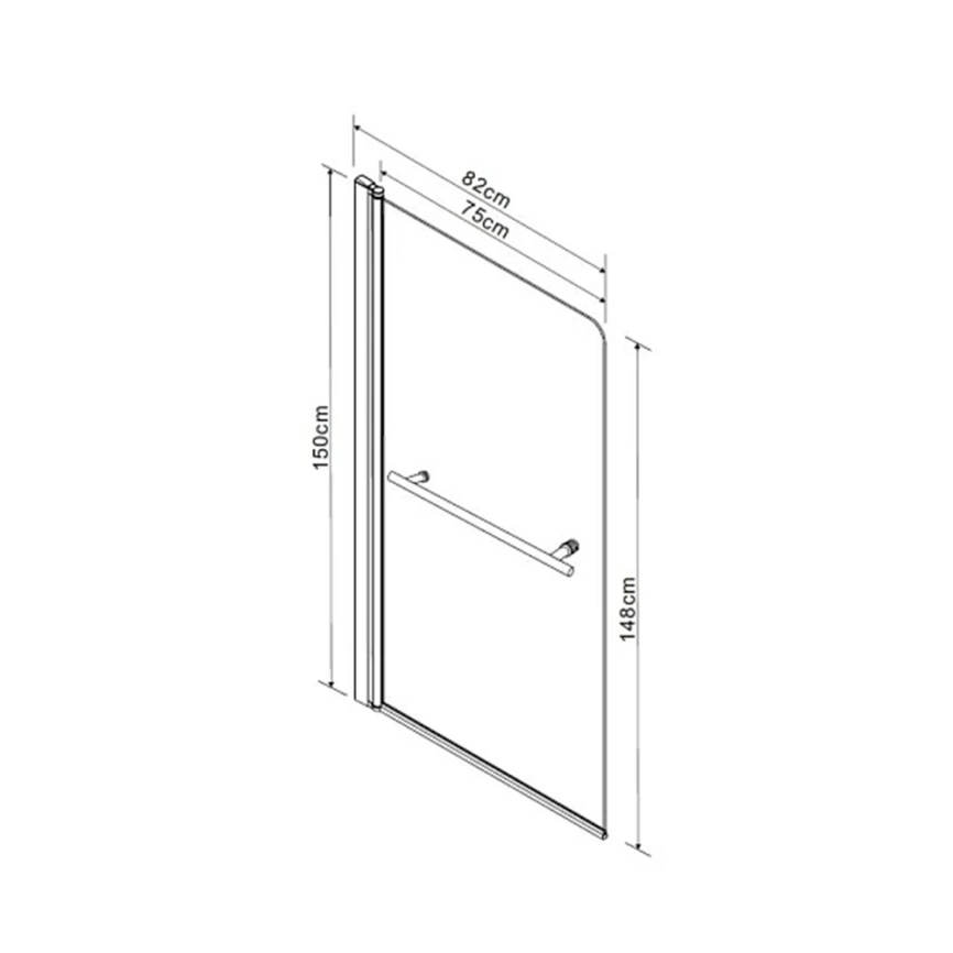 Штора на ванну из стекла 1Marka P-02 82x150 Mistelite L матовая - схема