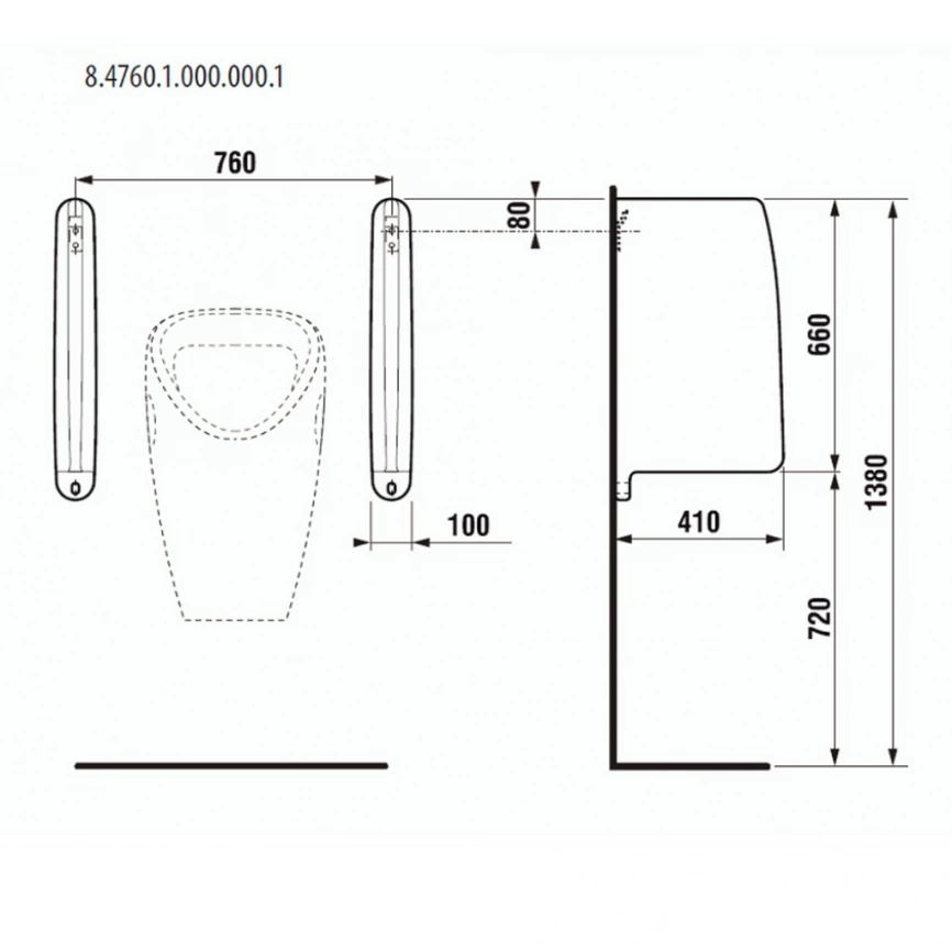 Перегородка для писсуаров Jika Split 8476010000001 - схема