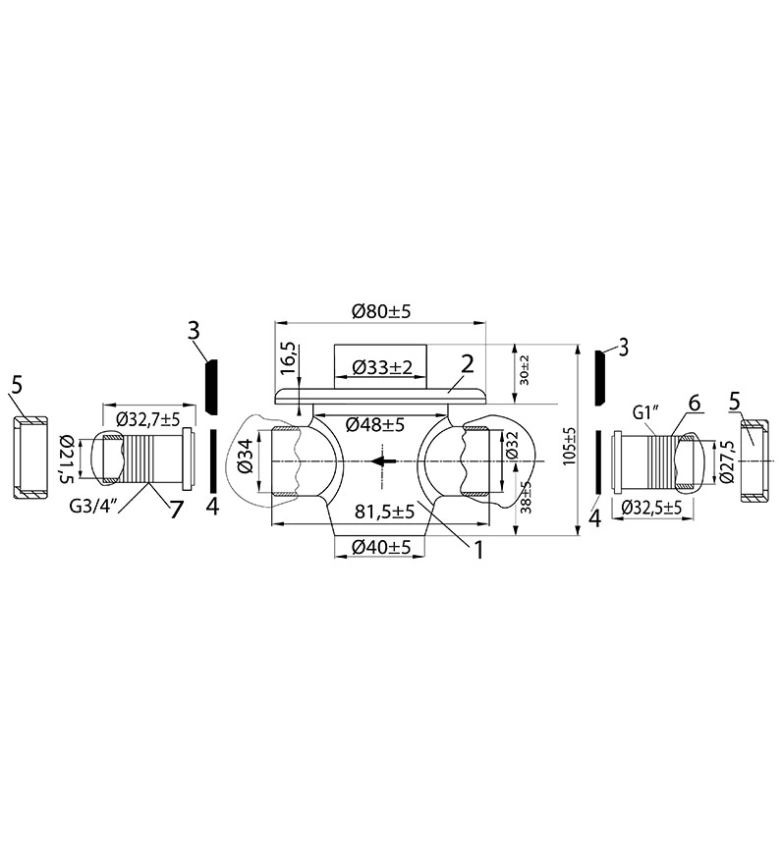 Кран смывной настенный для чаши генуя Varion 8490990 - схема