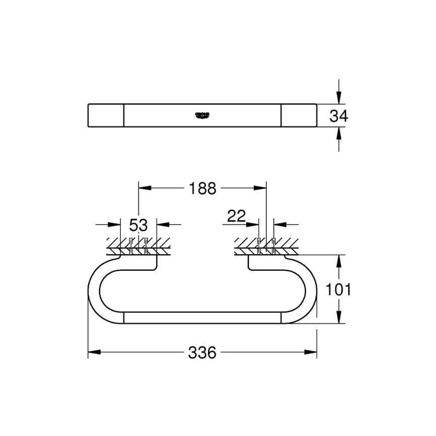 Поручень для ванн Grohe Selection 41064000 хром - схема