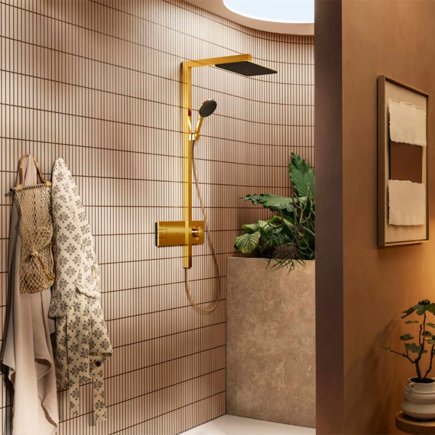 Душевая стойка Hansgrohe Raindance Alive Q 24591990 с термостатом золото - фото 2