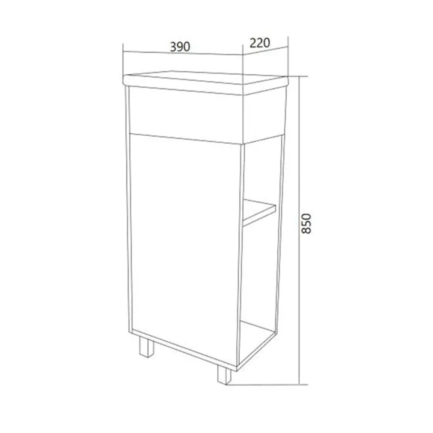 Тумба с раковиной напольная 1Marka Laura 40Н L, белая - схема