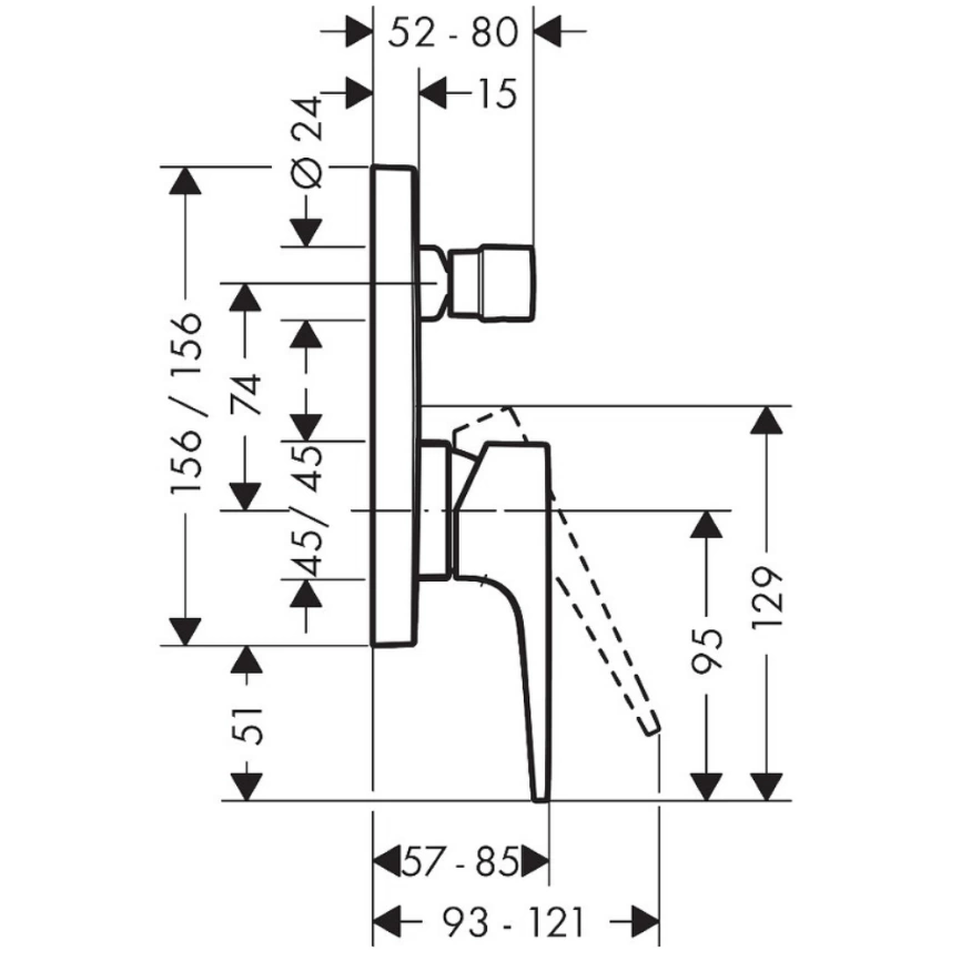 Смеситель для душа Hansgrohe Metropol 32545700, белый - схема