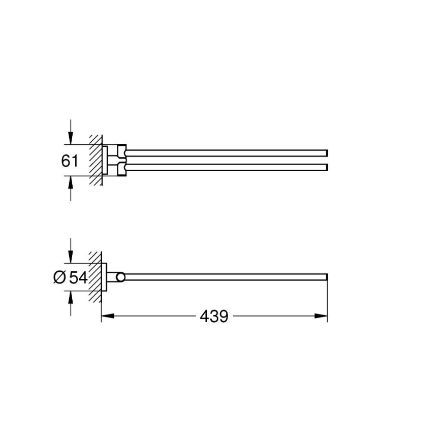 Полотенцедержатель поворотный Grohe Essentials 40371GL1 золото - схема