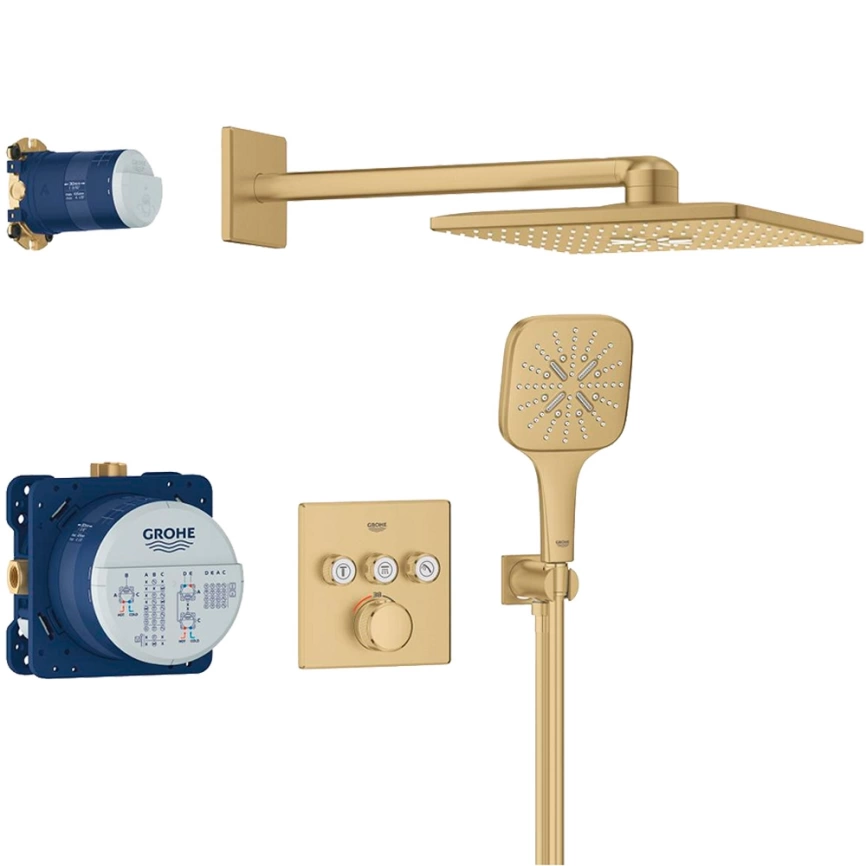 Душевой комплект Grohe Grohtherm SmartControl 34864GN0 золото с термостатом - фото 1