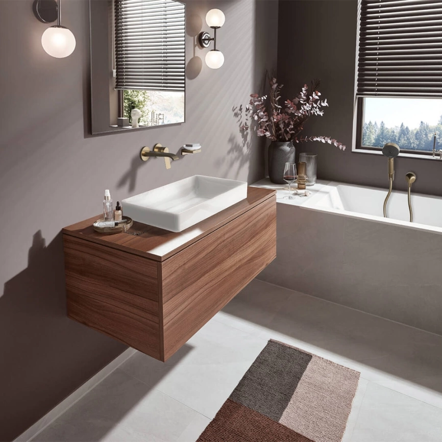 Смеситель для раковины Hansgrohe Vivenis 75050140 настенный, бронза - фото 1