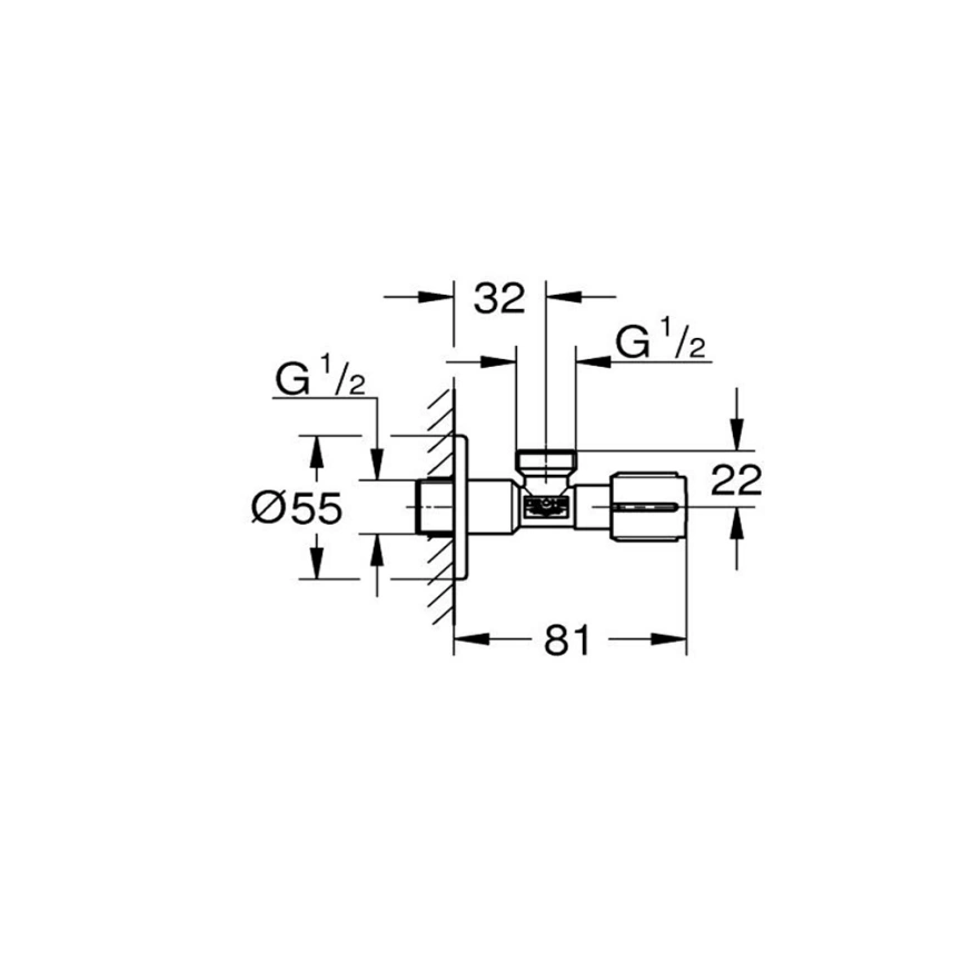 Вентиль угловой Grohe 1023422430 1/2 x 1/2 для подключения смесителей черный - схема
