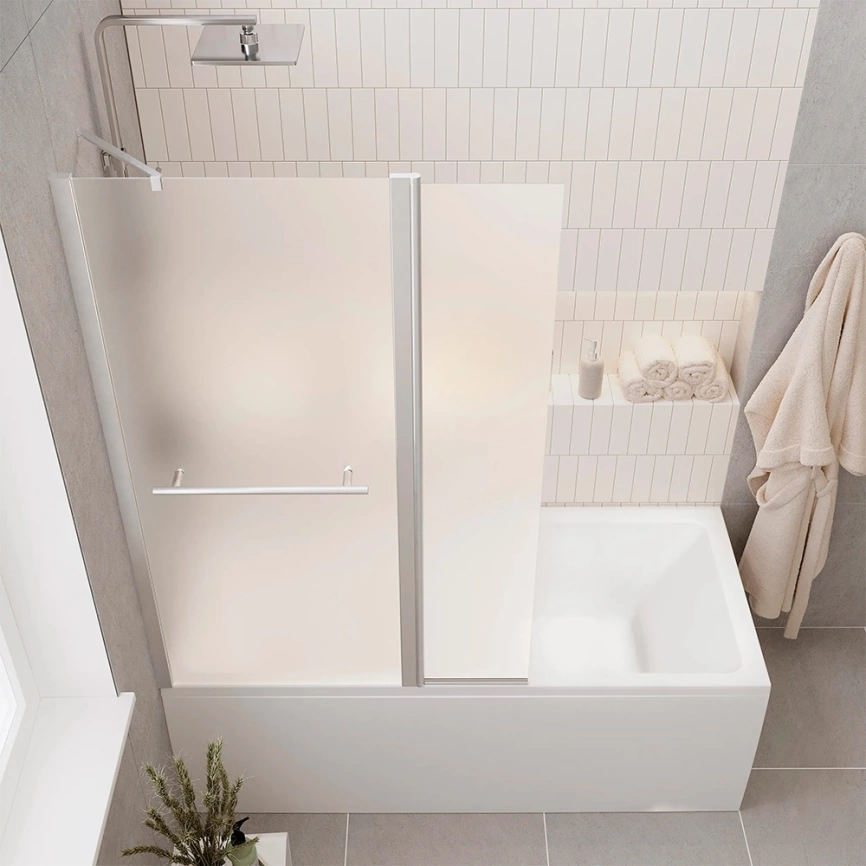 Штора на ванну из стекла 1Marka P-07 95x150 Mistelite L матовая - фото 3