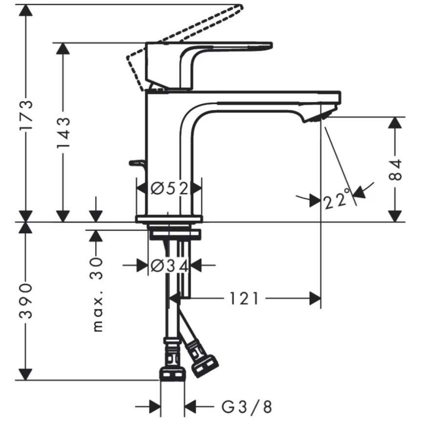 Смеситель для раковины Hansgrohe Rebris E 72550000, хром - хром