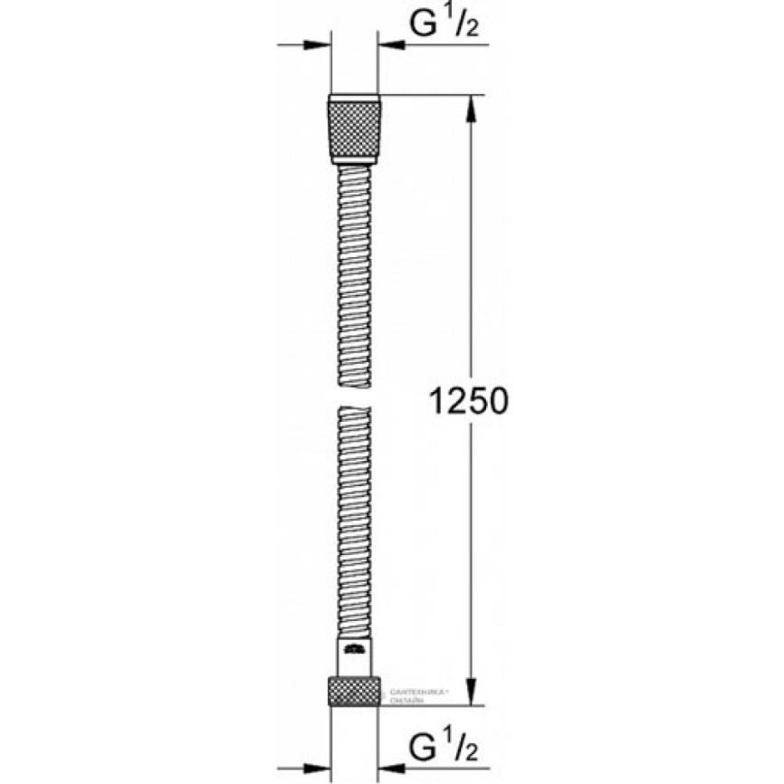 Шланг душевой Grohe Relexaflex Metal Longlife 28142000, металлический, 
длиной 1,25 метра -  схема