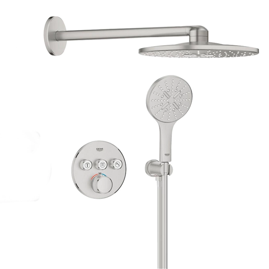 Душевой комплект Grohe Grohtherm SmartControl 34863DC0 сталь с термостатом